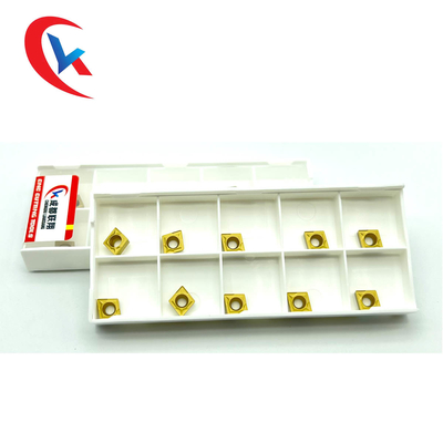 CCMT060204 Steel Machining Tungsten Carbide Inserts Yellow Chemical Coating